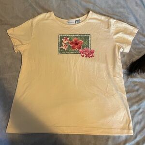 Floral Embroidered Yellow T-Shirt